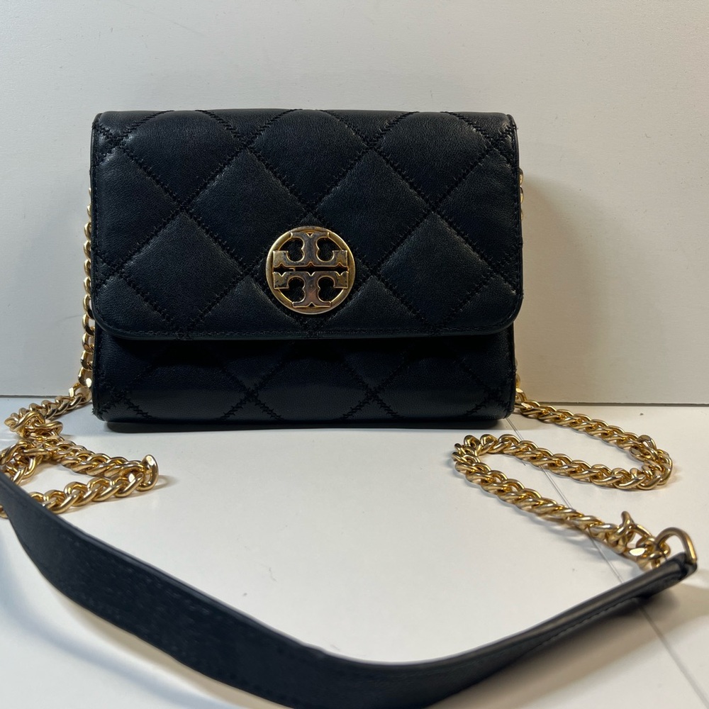 Pre-owned Tory Burch black Willa Chain Wallet Crossbody Bag